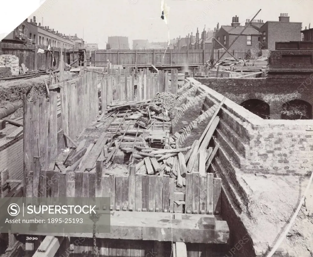 Copperdam, north side’, one of a series of 50 photographs chronicling the construction of the Rotherhithe Tunnel. The Rotherhithe Tunnel passes benea...