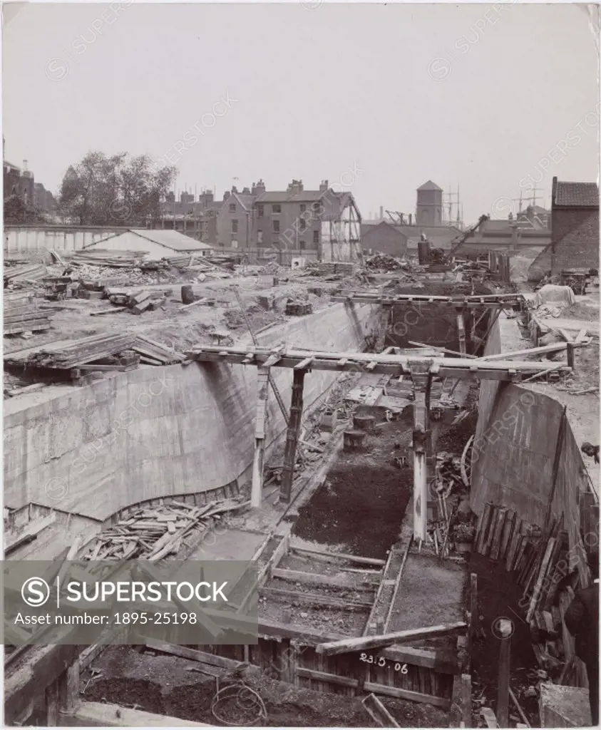 View of north side, open approach’, one of a series of 50 photographs chronicling the construction of the Rotherhithe Tunnel. The Rotherhithe Tunnel ...