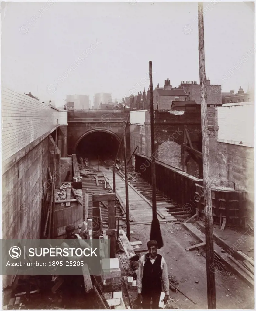 Open approach - south side’, one of a series of 50 photographs chronicling the construction of the Rotherhithe Tunnel. The Rotherhithe Tunnel passes ...