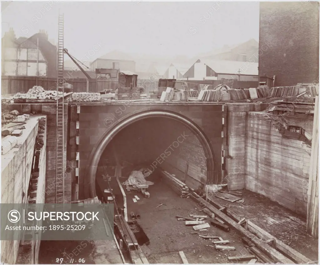 Open approach northside - tunnel face’, one of a series of 50 photographs chronicling the construction of the Rotherhithe Tunnel. The Rotherhithe Tun...