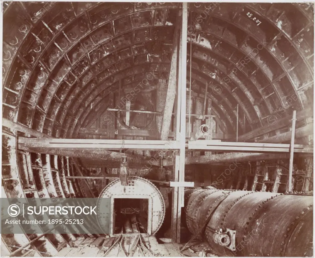 Bulkhead from outside showing four iron supports to centre of main plate’, one of a series of 50 photographs chronicling the construction of the Roth...