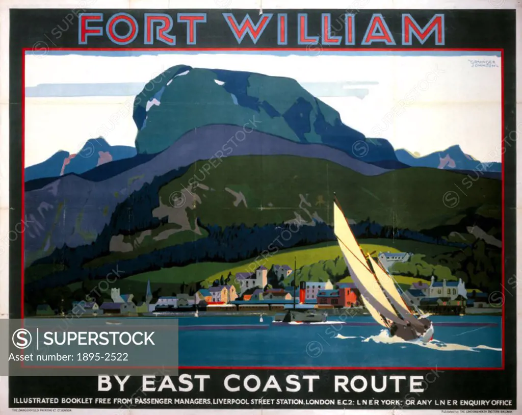 Poster produced for the London & North Eastern Railway (LNER) to promote travel to the town of Fort William in the Scottish Highlands. The poster show...