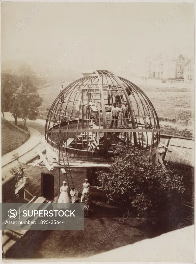 A photograph showing an observatory under construction near Scarborough in North Yorkshire. The observatory was built for James Wigglesworth (1825-188...