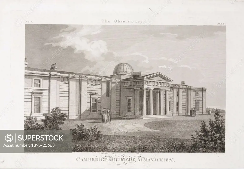 Print showing the exterior of the University Observatory, Cambridge that now forms part of the Institute of Physics. This engraving is taken from Camb...