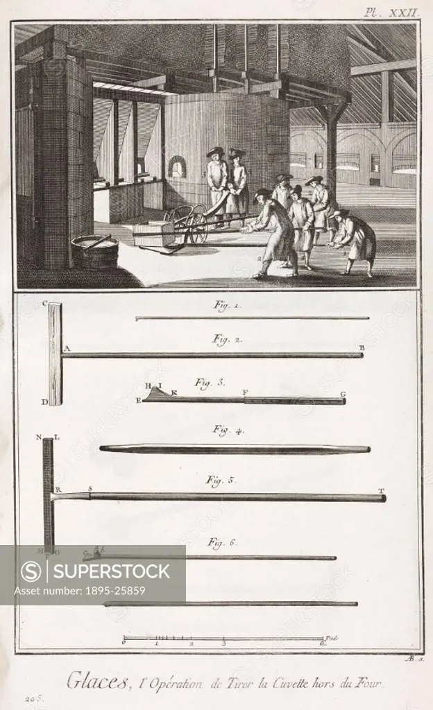 Engraving. Plate or sheet glass was first produced in France in 1688, using a new process whereby molten glass was poured onto a special surface, roll...