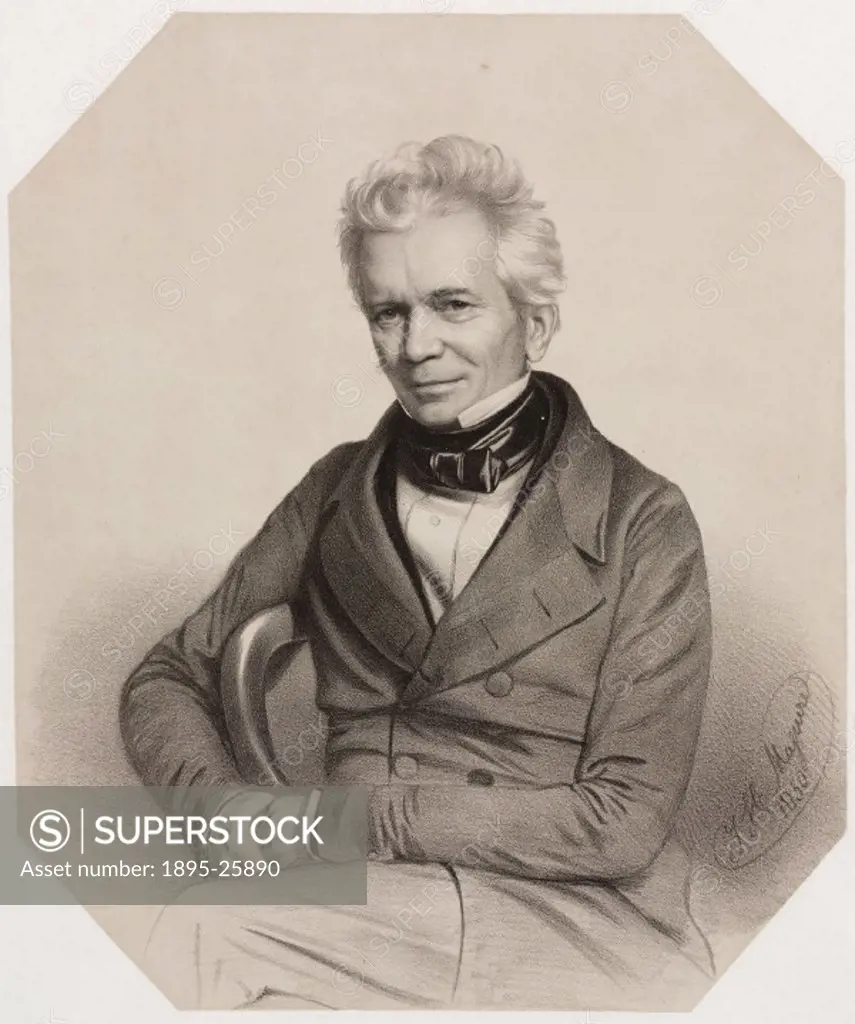 Lithograph of Sir William Cubitt (1785-1861) who invented the self-regulating windmill sails in 1807 and the treadmill in 1818. Cubitt constructed the...