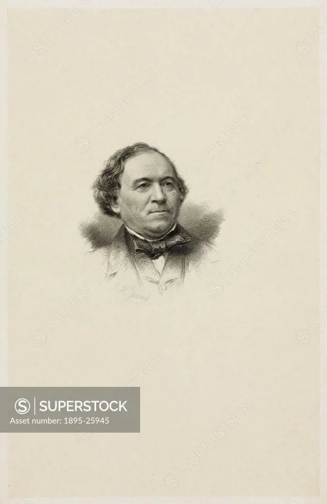Engraving by C H Jeens of professor Jean Baptiste Andre Dumas (1800-1884). Dumas helped found the Ecole Centrale des Arts et Metiers in 1829 and in 18...