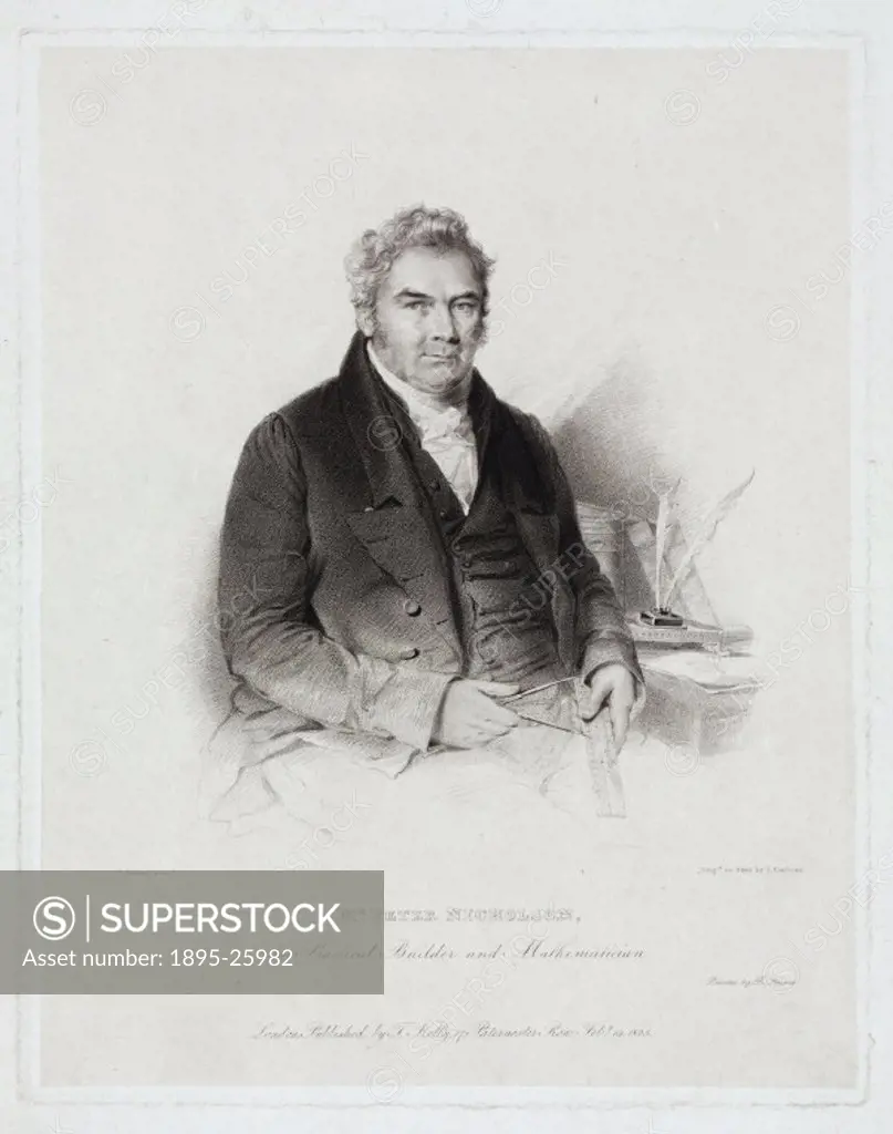 Engraving by I Cochran after W Derby of Peter Nicholson (1765-1844). Nicholson was devoted to improving the mechanical processes of building. He formu...
