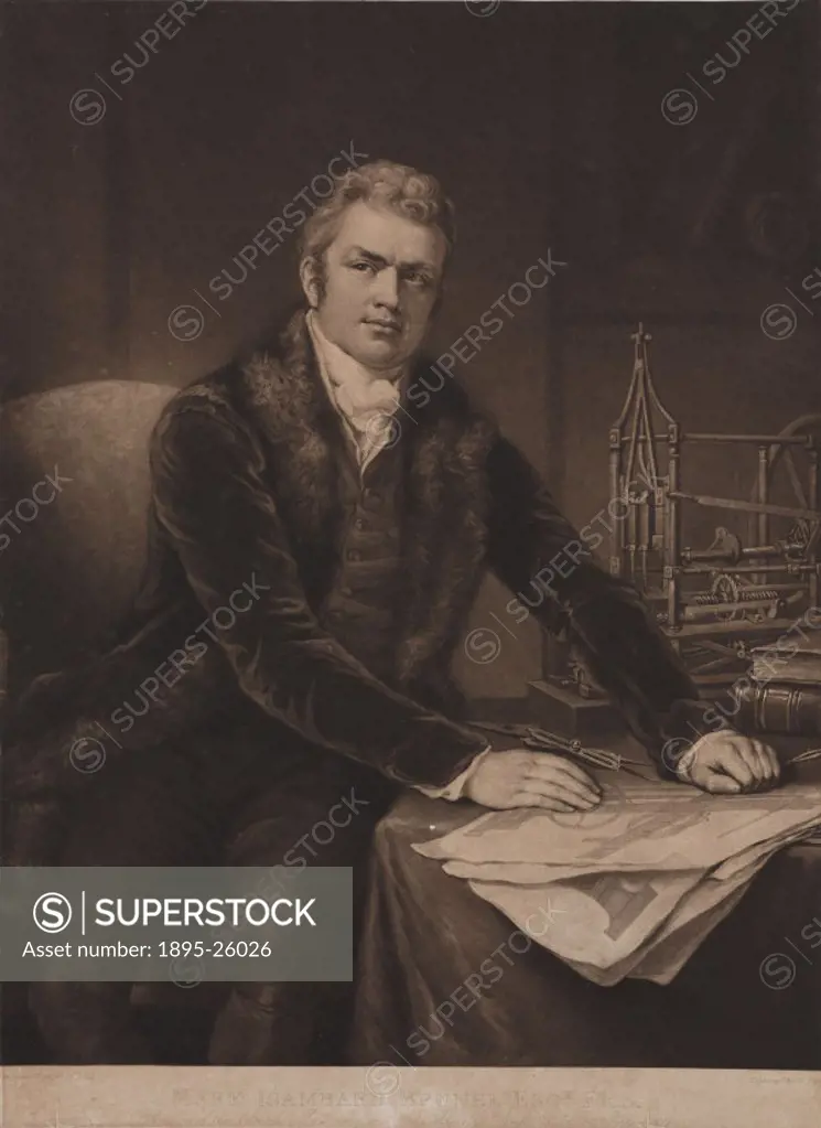 Mezzotint by C Turner after J Northcote of Sir Marc Isambard Brunel (1769-1849) who travelled to America where he lived for six years and worked as a ...