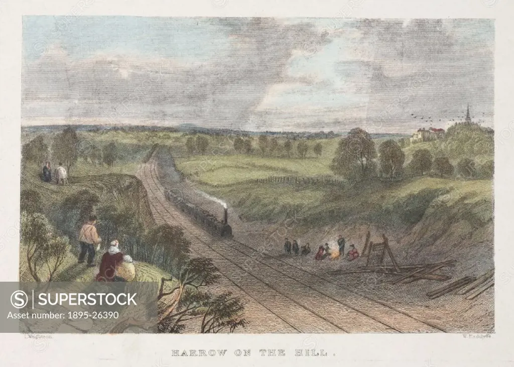 The railway at ´Harrow on the Hill´, London, 19th century.