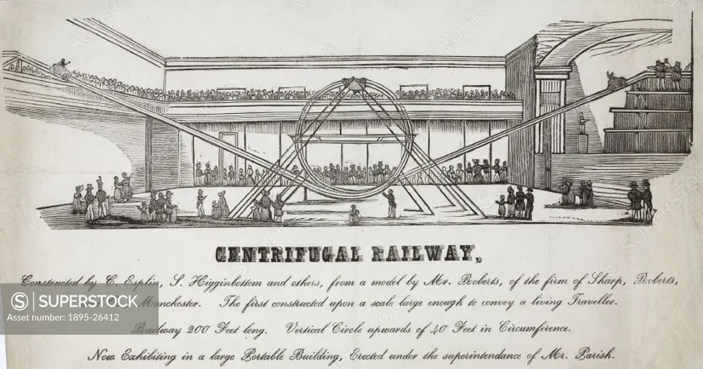 ´Centrifugal Railway´, Manchester, 1850s.Engraving made after the model by Mr Roberts of Sharp Roberts & Co. The Grand Centrifugal Railway was an earl...