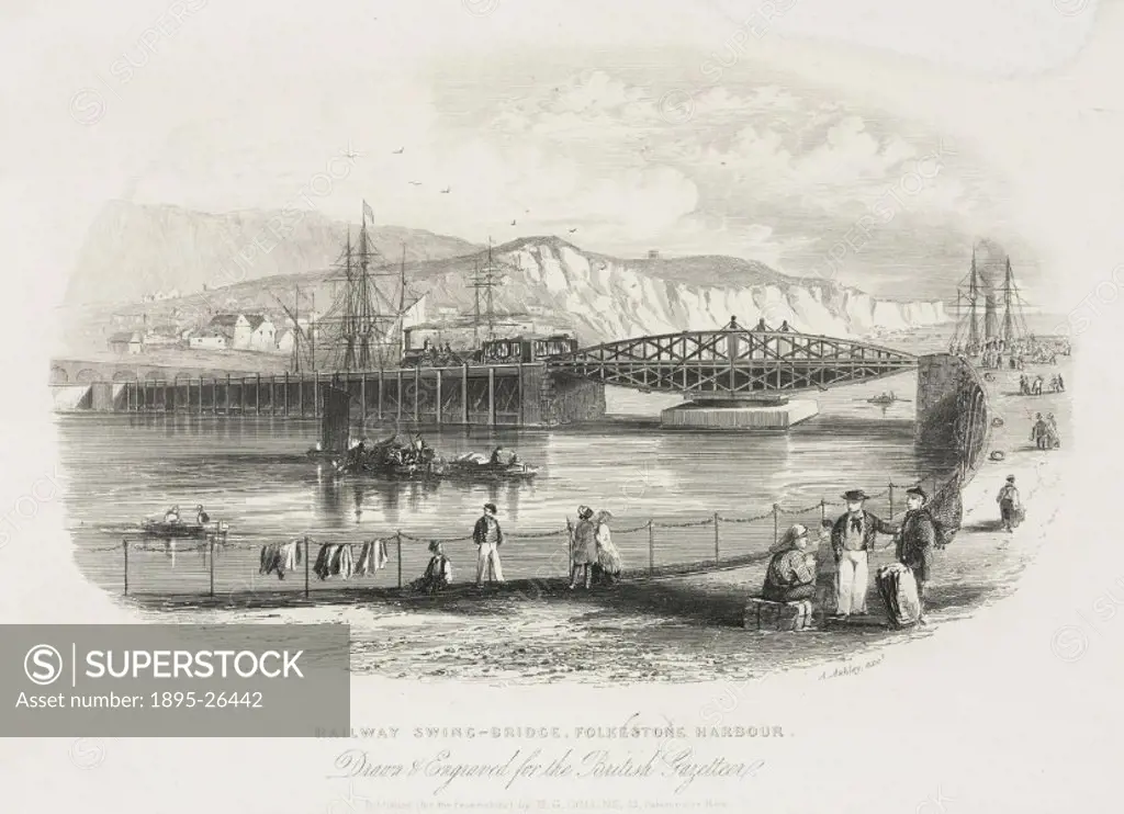 Engraving by A Ashley after J F Burrell. Published by H G Collins. The South Eastern Railway (SER) reached Folkestone in 1843. The company purchased t...