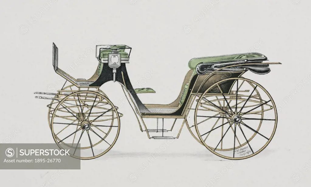 Print. One of a series of designs for various types of horse-drawn transport by J & C Cooper published in the Coachbuilders and Wheelwrights Art Jour...