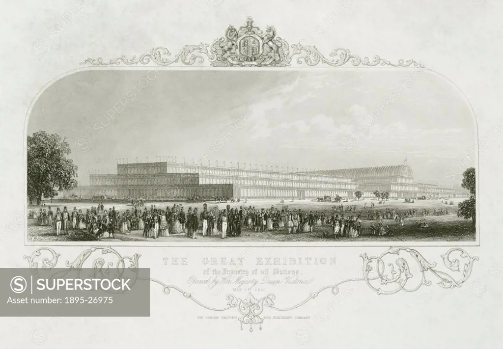 Engraving by H Bibby. The Crystal Palace was built to house the ´Great Exhibition of the Works of the Industry of all Nations´, conceived by Prince Al...