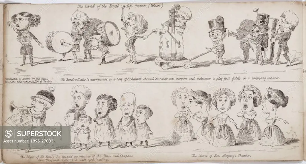 Etching by George Sala taken from the Great Exhibition Wot is to Be’’, a satirical look at the forthcoming Great Exhibition of 1851. The band of the...
