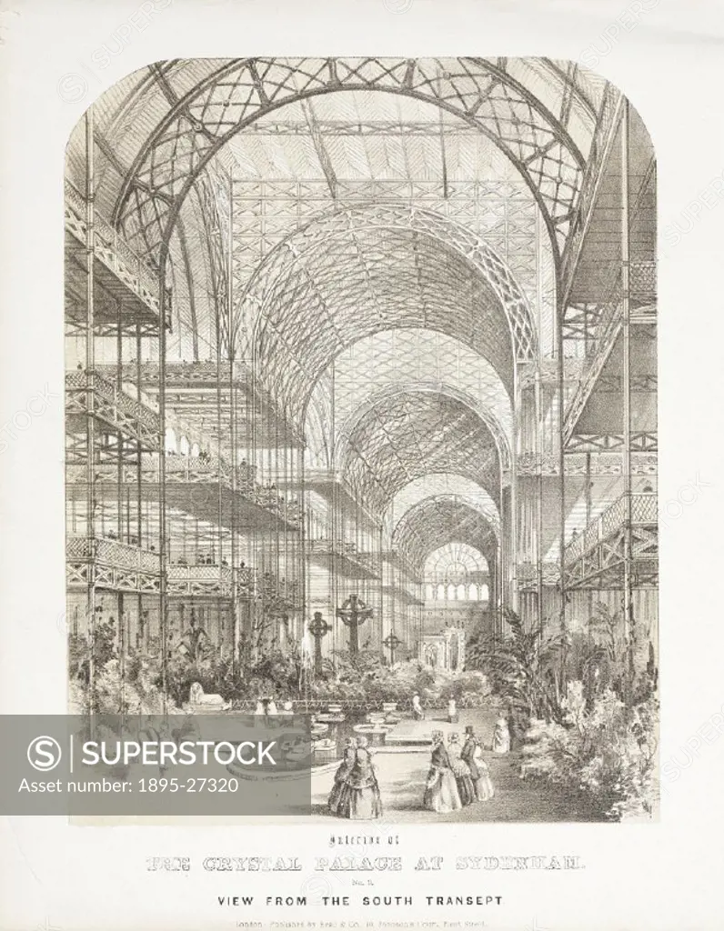 Tinted lithograph showing the interior of the Crystal Palace which was built to house the ´Great Exhibition of the Works of the Industry of all Nation...