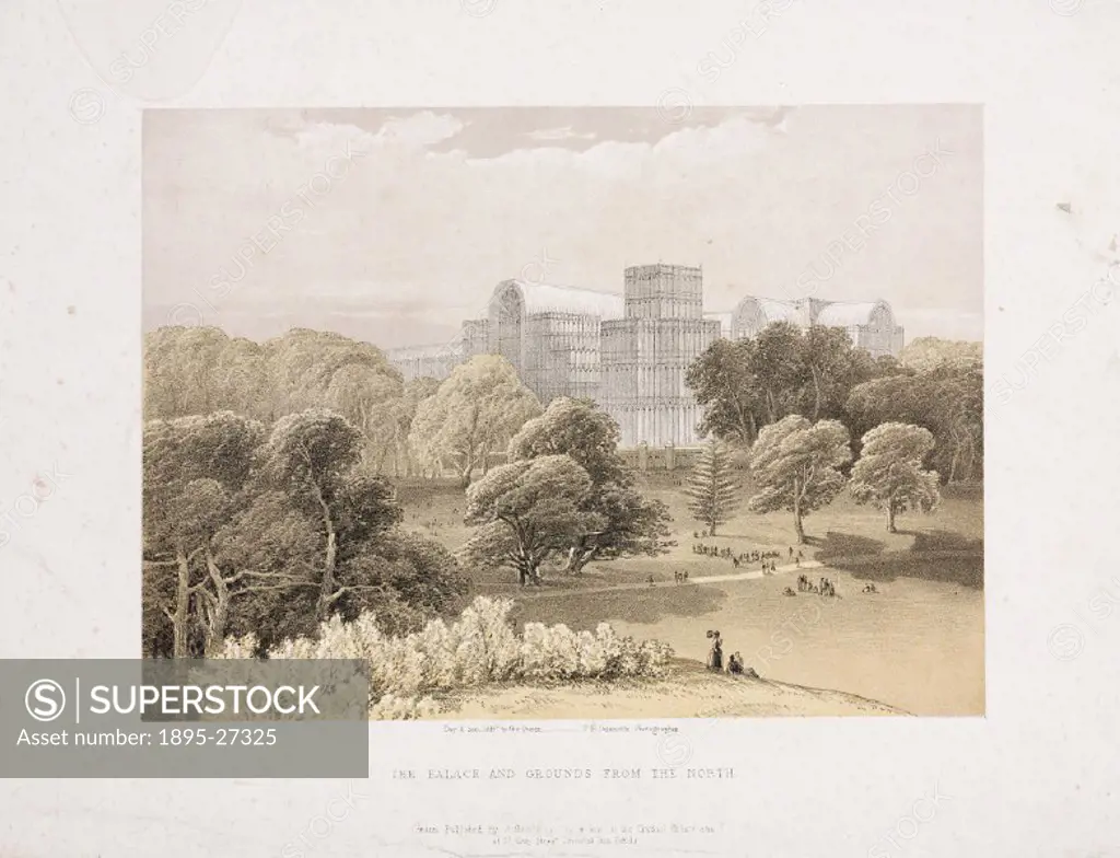 Lithograph after a photograph. Conceived by Prince Albert (1819-1861), the Crystal Palace was built to house the ´Great Exhibition of the Works of the...