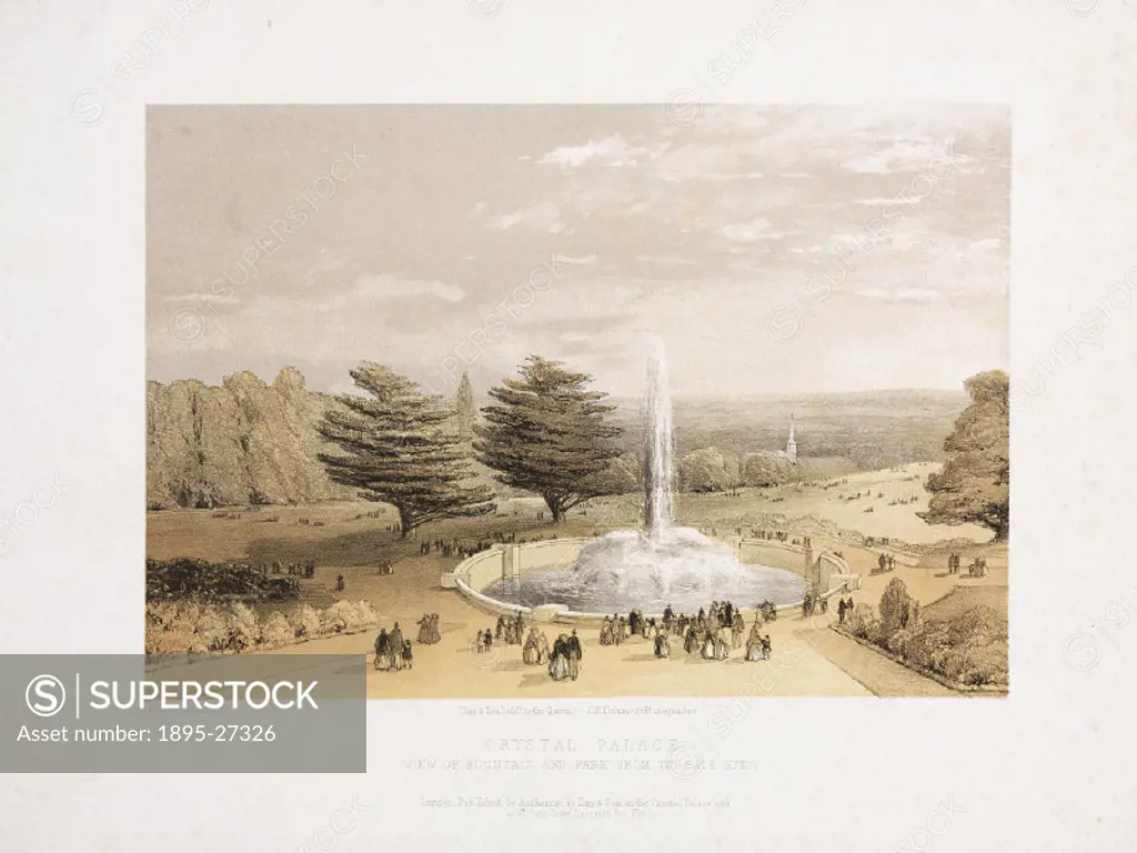 Lithograph after a photograph. Conceived by Prince Albert (1819-1861), the Crystal Palace was built to house the ´Great Exhibition of the Works of the...