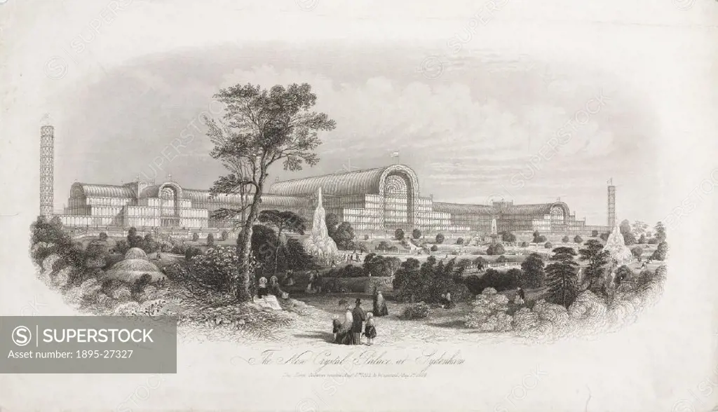 Lithograph by T H Ellis, of the Crystal Palace which was built to house the ´Great Exhibition of the Works of the Industry of all Nations´, an idea co...