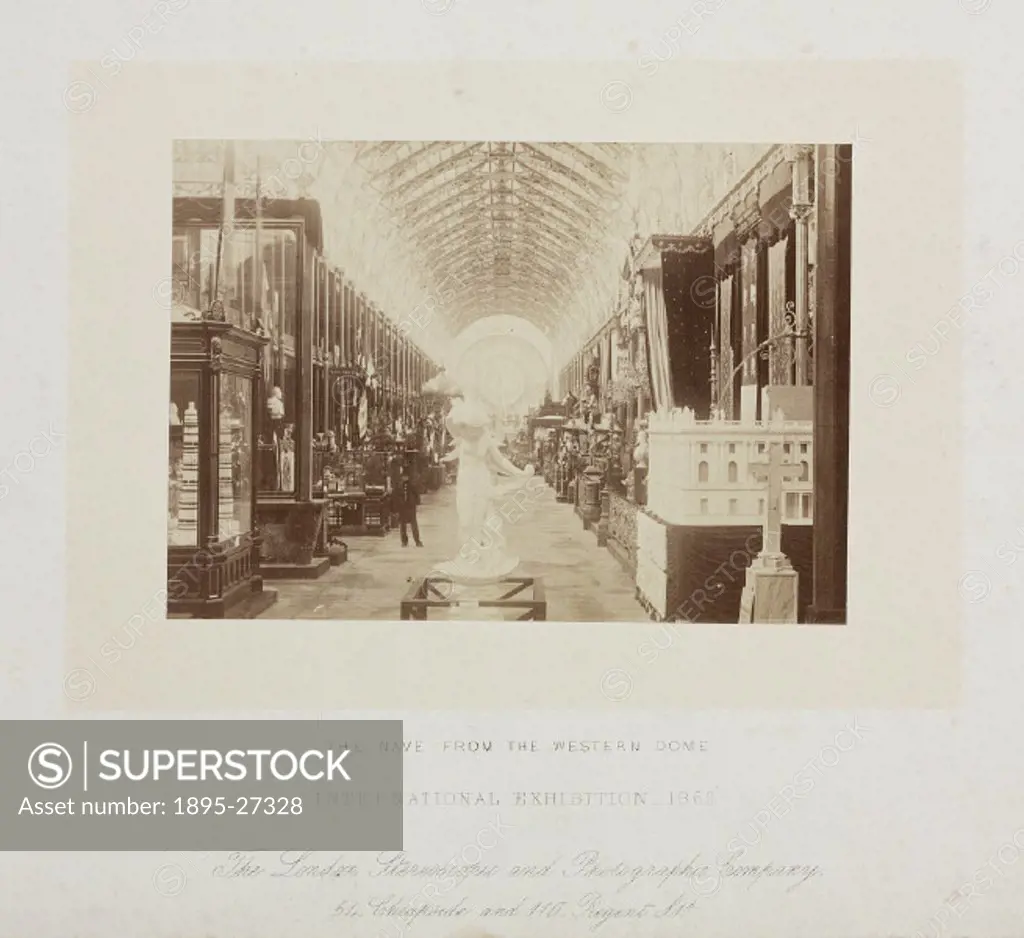 Interior showing the nave from the western dome. The International Exhibition was held in South Kensington, on the site which now houses the South Ken...