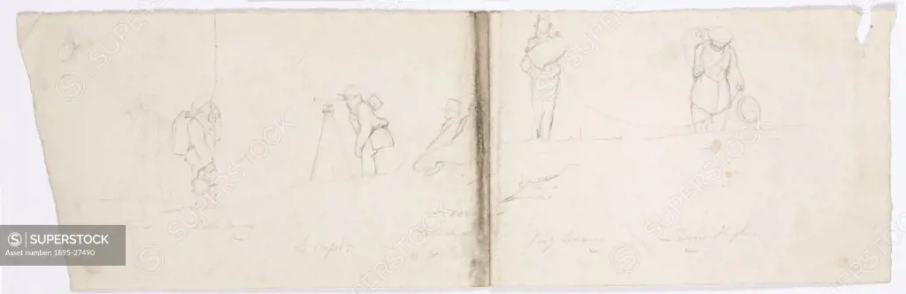 One of 14 sketches and watercolours of scenes along the coasts and islands of the South Atlantic, by Lieutenant E N Kendall RN, 1828-1831, during the ...