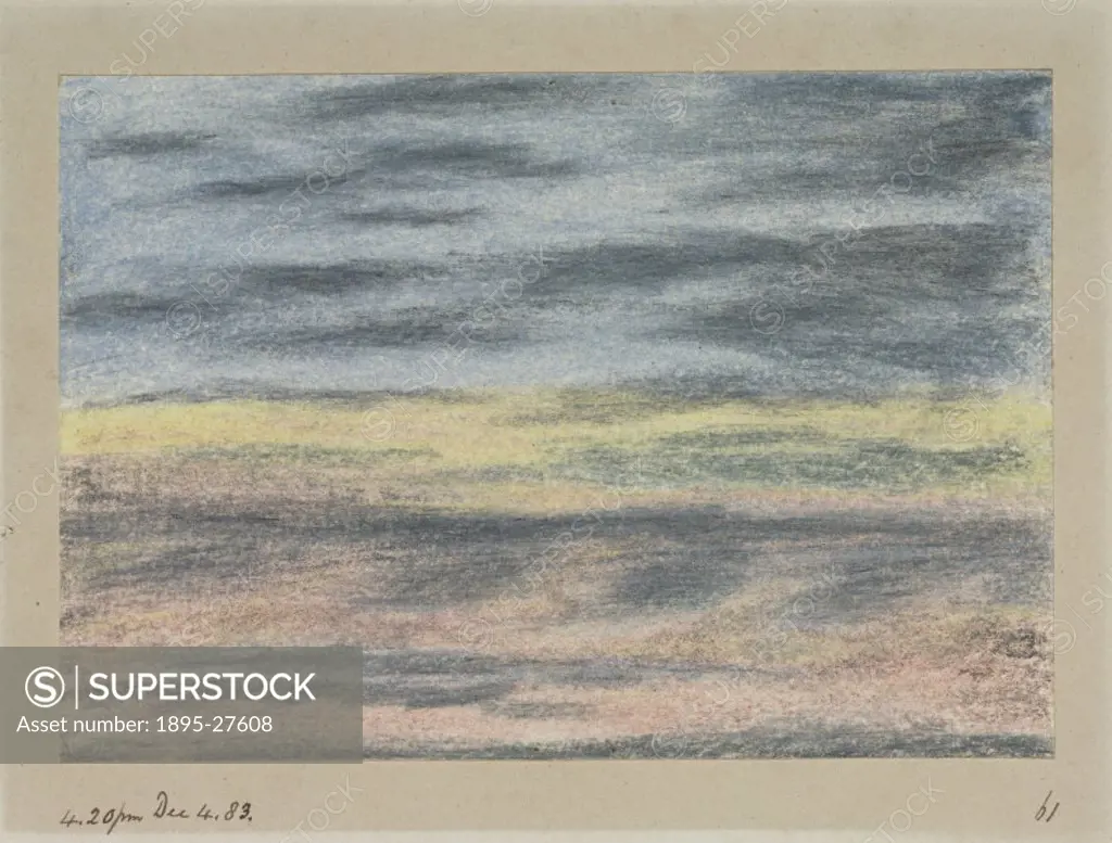 Study of the sky in chalk and crayon by John Sanford Dyason. One of a series of 18 drawings studying the chromatics of the sky and weather conditions,...