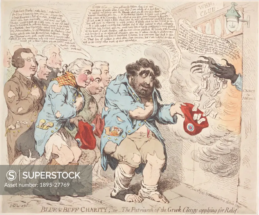 Coloured etching by James Gillray. This political caricature satirises the subscription raised by Charles James Fox after his coalition defeat over th...