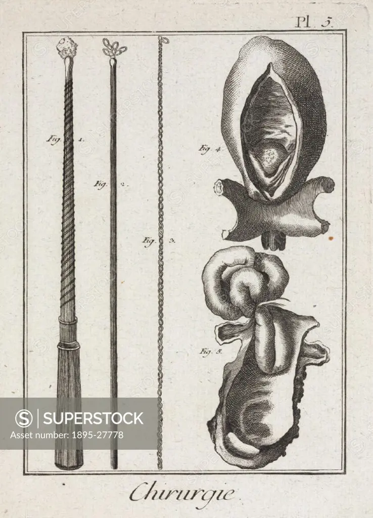 Plate three, entitled ´Chirurgie´, (Surgery), showing surgical instruments from the 1780 quarto edition of ´La Grande Encyclopedie, ou Dictionnaire Ra...