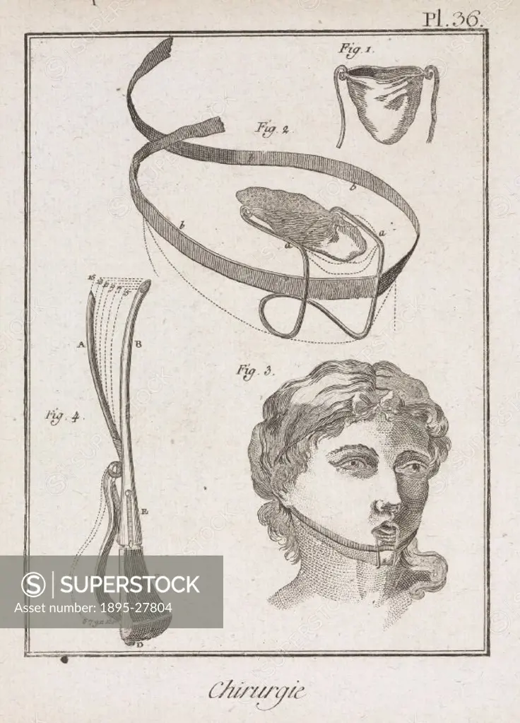 Plate 36 entitled Chirurgie’ (Surgery), showing surgical instruments from the 1780 quarto edition of ´La Grande Encyclopedie, ou Dictionnaire Raisonn...