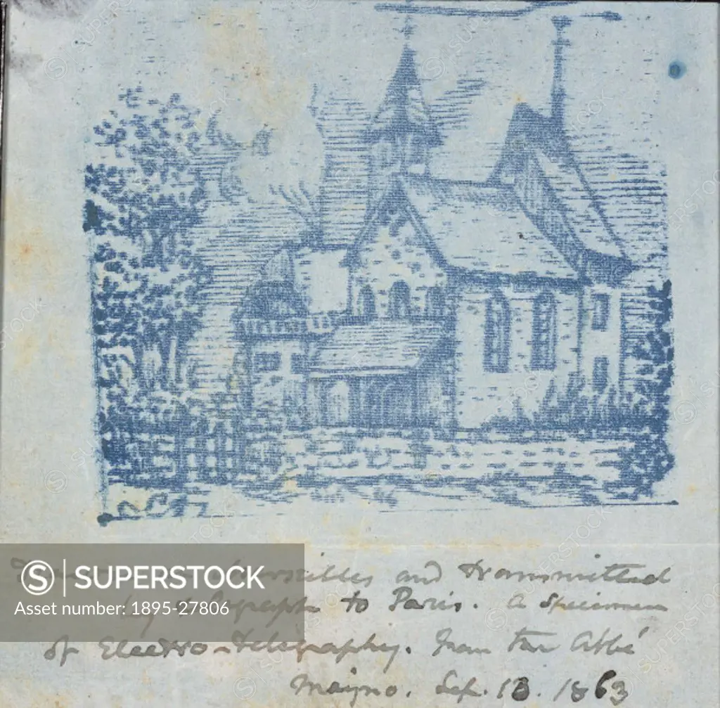 Image of a church drawn in Marseilles, France and transmitted by telegraph to Paris, France. It was sent by Abbe Francois Moigno (1804-1884) to Sir Jo...
