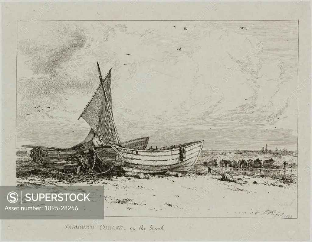 Etching after his own drawing by Edward William Cooke (1811-1880), from his Fifty plates of shipping and craft’ published in London in 1829.