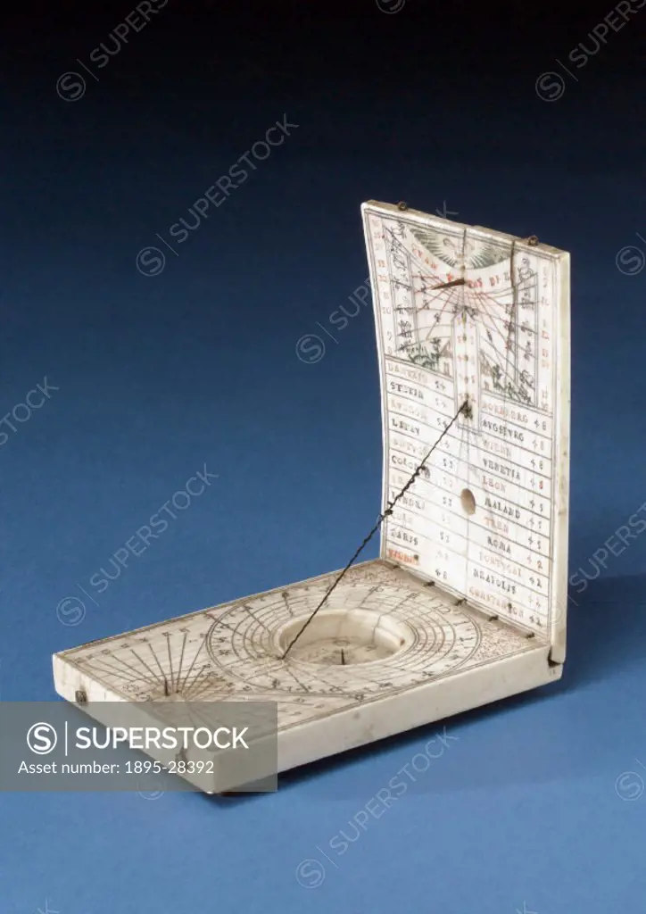 Ivory tablet sundial made in Germany. Dimensions: 4 inches x 2.75 inches.