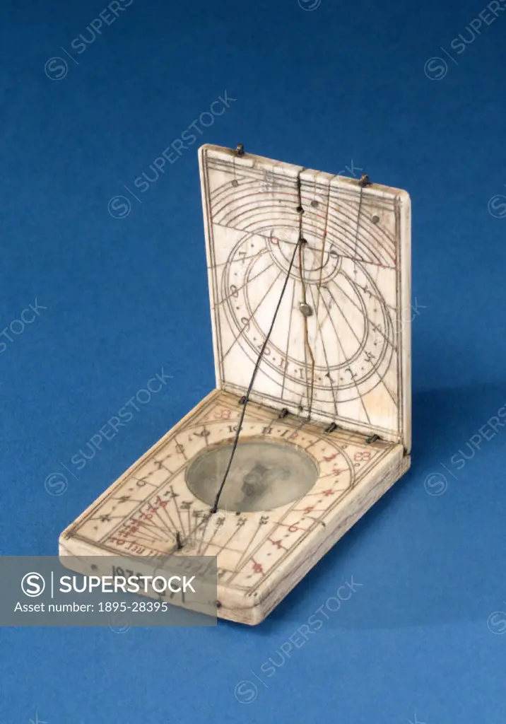 Ivory tablet sundial made by Jasper Milner.