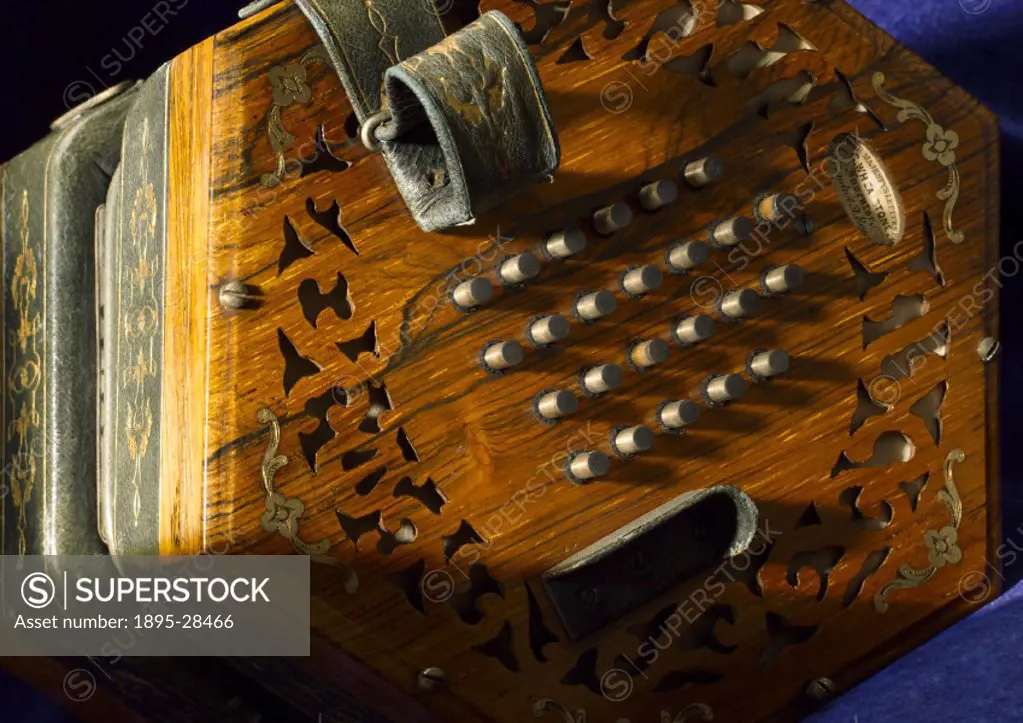 Wheatstone concertina, 1851.Charles Wheatstone (1802-1875), English physicist and inventor, first became known for his work in acoustics, inventing th...