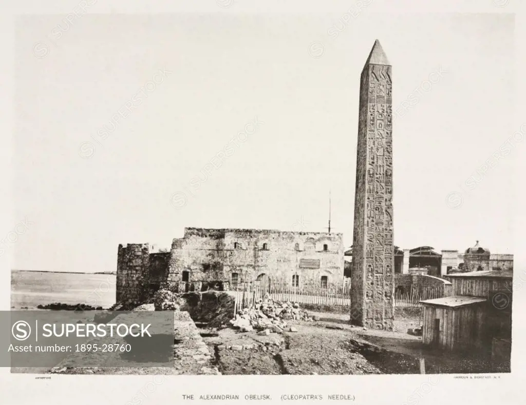Autotype by Harroun & Bierstadt from ´Egyptian Obelisks´ by Henry H Gorringe, (New York, 1882). The obelisk was erected by Thutmose III at Heliopolis ...
