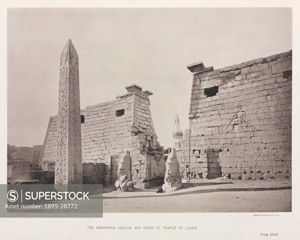 Autotype by Harroun & Bierstadt from ´Egyptian Obelisks´ by Henry H Gorringe, (New York, 1882). This obelisk was erected by Rameses II (1304-1237 BC) ...
