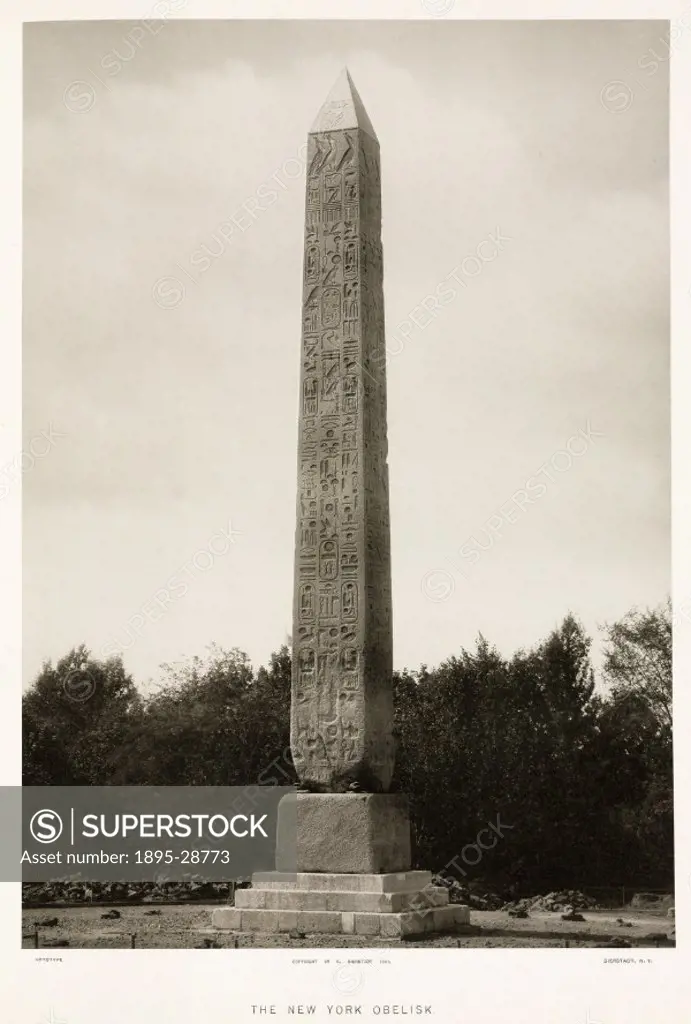 Autotype by E Bierstadt from ´Egyptian Obelisks´ by Henry H Gorringe, (New York, 1882). This obelisk was erected by Thutmose III at Heliopolis in abou...