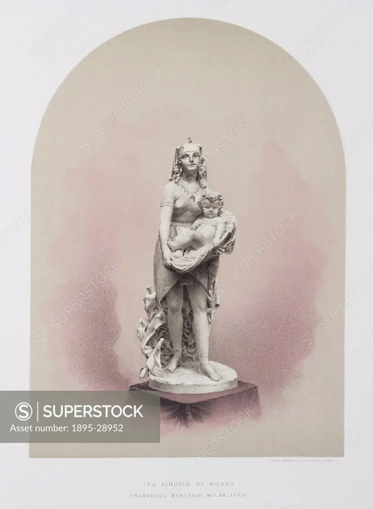 Chromolithograph by Clay, Cosack & Co of a sculpture made by Francesco Barzaghi of Milan, Italy. Colour plate from ´Treasures of art, industry and man...
