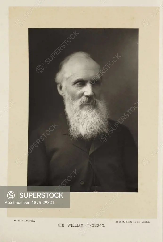 A photographic portrait of Sir William Thomson, Lord Kelvin (1824-1907), taken by  W. and D. Downey in 1892.  Thomson was the son of the Chair of Math...