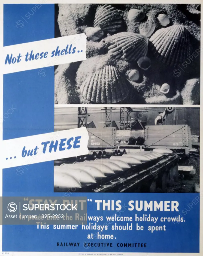Stay Put This Summer´, REC poster, 1939-1945. Poster produced for the Railway Executive Committee (REC) advising people to spend their holidays at hom...