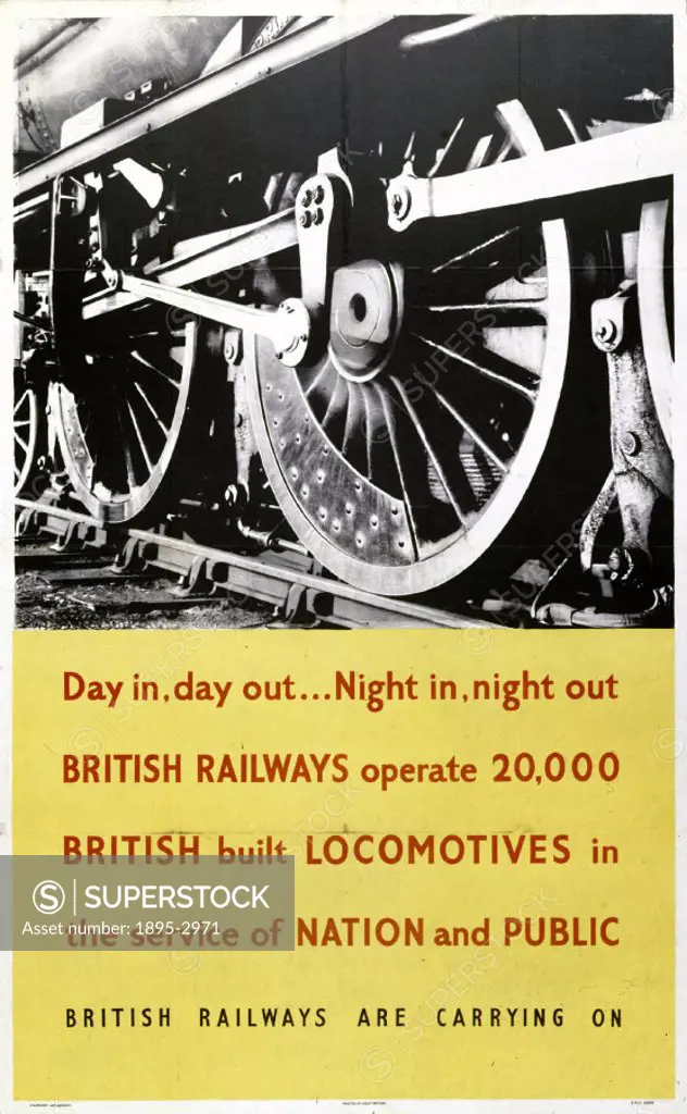 Poster produced for British Railways (BR) to promote the railways services to the nation and general public. Artwork by an unknown artist.