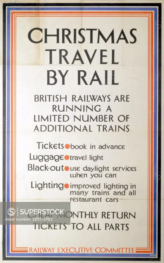 Railway Executive Committee poster. ´Christmas Travel by Rail´ by Shep.