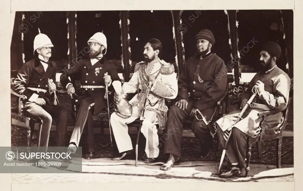 A photograph by John Burke 1845-1900 of the Afghan AmirYaqub Khan  d.1914 and the British diplomat Major Sir Pierre Louis Napoleon Cavagnari 1841...