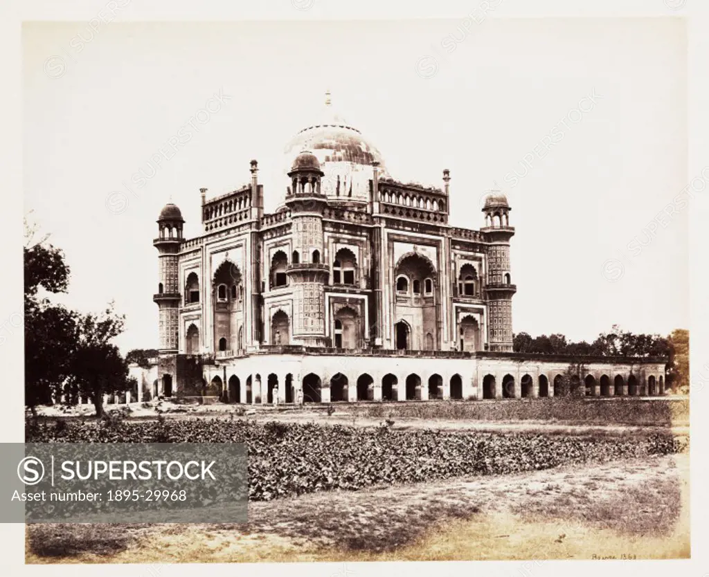 A photograph of the Mausoleum of Safdarjung in Delhi, India, taken by Samuel Bourne (1834-1912), in about 1865.  Shuja-ud-daulah (1754-1795), built th...