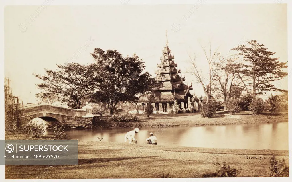 A photograph of an ornate Buddhist pagoda in India, taken by Samuel Bourne (1834-1912), in about 1865.  Samuel Bourne was a pioneer of travel photogra...
