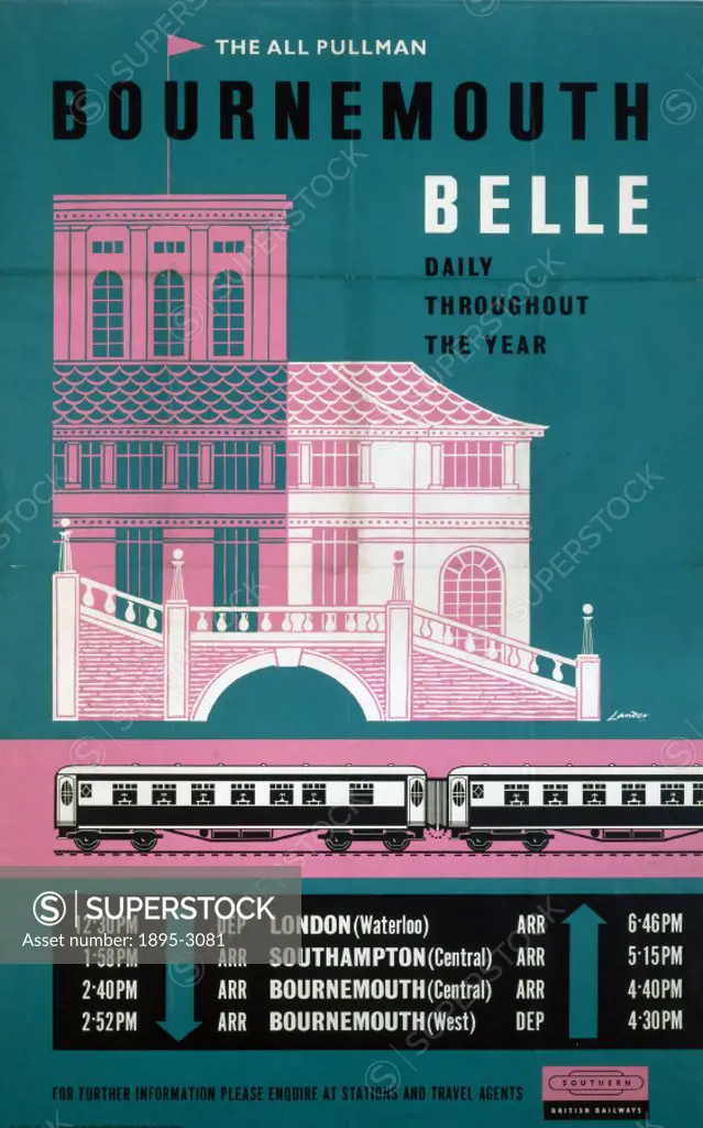 BR(SR) poster. The All-Pullman Bournemouth Belle by Lander.
