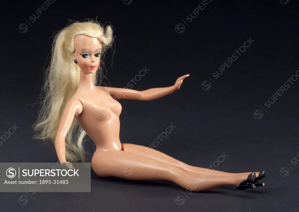 Miniature doll, unclothed, made of all-rigid plastic and jointed limbs. The Bild Lilli doll is based upon the cartoon character ´Lilli´ created by Ger...