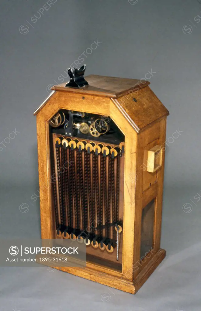 Edison´s kinetoscope, 1894. Invented by Thomas Alva Edison´s Scottish employee, William Dickson (1860-1935), the Kinetoscope was the first device to s...