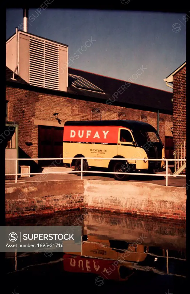 A Dufaycolor colour transparency of a Dufay Limited delivery van, taken by an unknown photographer in about 1950.  This Humber delivery van is painted...