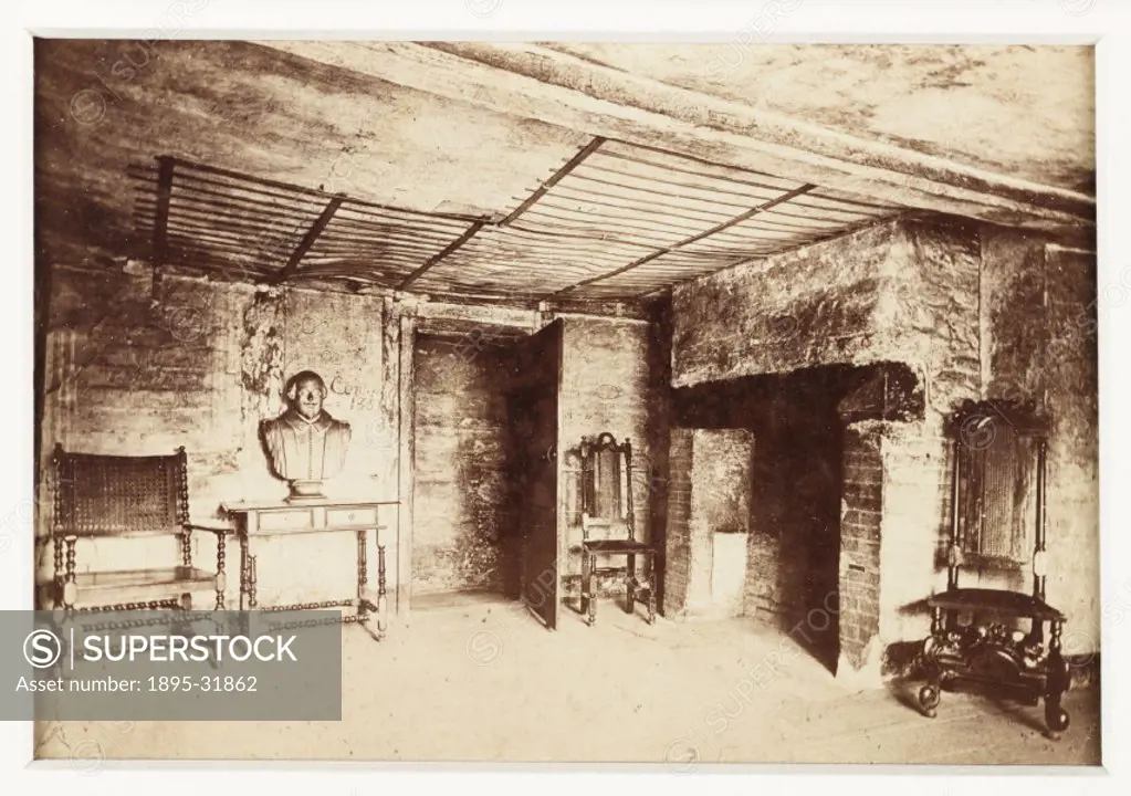 A photographic view of the interior of the room in a house in Henley Street, Stratford-Upon-Avon, where William Shakespeare (1564-1616) is reputed to ...